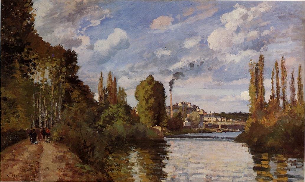 Riverbanks in Pontoise - Camille Pissarro Paintings